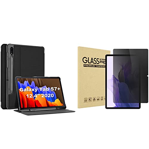 ProCase Slim Stand Case for Galaxy Tab S7 Plus 12.4" 2020 Bundle with Privacy Screen Protector for Galaxy Tab S7 FE 2021 / Galaxy Tab S7 Plus 2020