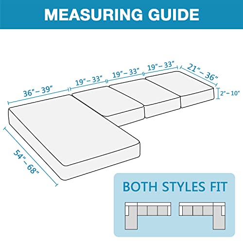 Flamingo P Stretch 4 Pieces Sofa Seat Cushion Covers L Shape Separate Cushion Couch Chaise Cover Elastic Furniture Protector For Both Left/Right Sectional Couch (3 Seater + 1 Chaise, Ivory) #TOP1