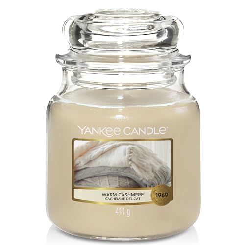 Yankee Candle Scented Candle | Warm Cashmere Medium Jar Candle| Burn Time: up to 75 Hours