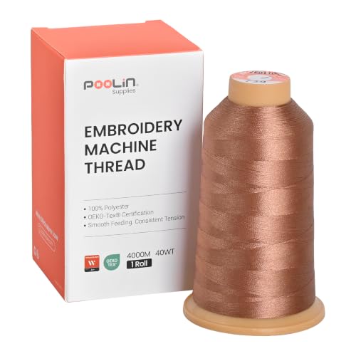 Image of Poolin Polyester Machine Embroidery Thread 4000M 40WT Taupe Brown 0739 | Smooth Feeding with Stable Tension for Clean, Consistent Stitching on Home and Commercial Embroidery Machines