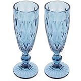 OFFSCH 2 Stück Glas Sektgläser 150ml Transparente Kelche mit Kreativem Muster Bruchfestes Glas Partyflöten für Hochzeiten und Besondere Anlässe
