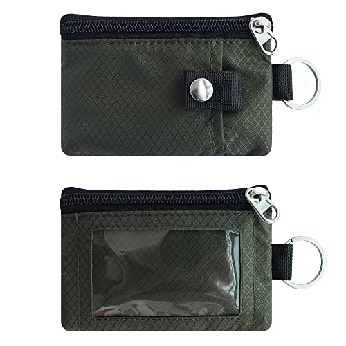 Image of CHENSPRX Minimalist RFID Blocking Small Wallet with ID Window,WaterResistant Zip Id Case Wallet with Lanyard Keychain for Cards,Cash,Travel,Women,Men