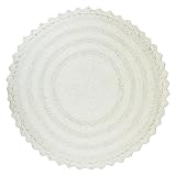 DII Crochet Collection Reversible Bath Mat, Round, 27.5' Diameter, White
