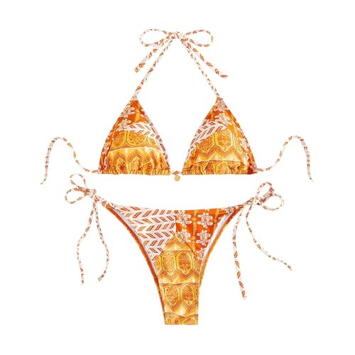 Bikinis Mujer Sin Tirantes Bragas Bikini Talle Conjuntos de Bikini para Mujer Trajes de Baño Talle Trajes Baño Estampado Bikinis Triangulares Sexy Parte Arriba Vestido (B M)