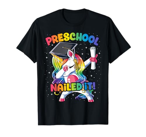 Dabbing Preschool Unicorn Nailed It Graduation Class Of 2021 T-Shirt