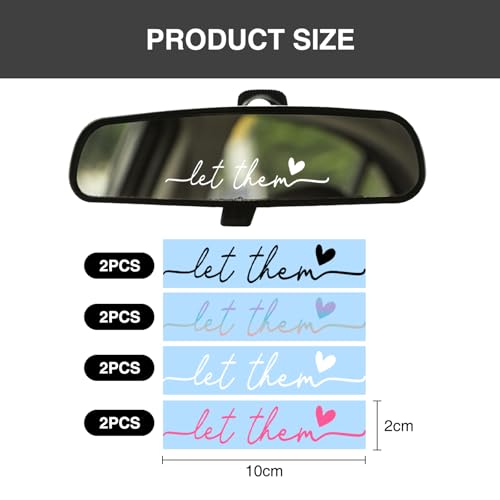 Image of 8 Pack Let Them Rearview Mirror Sticker, Car Decals Mental Health Awareness Motivational Self love Decal