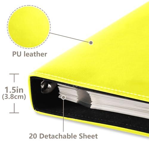 Álbum de fotos con cubierta grande de cuero amarillo para estantería, álbum de recortes para boda familiar, fotos y arte miniatura 4