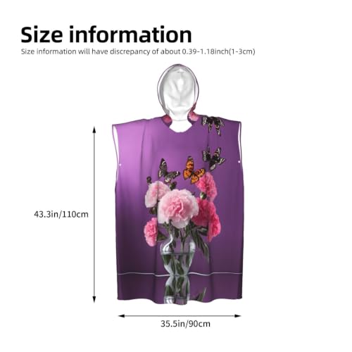 Peignoir à capuche imprimé floral violet fluide et absorbant - 5