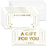 Doodlream 40 Set Geschenkgutschein für Unternehmen Leere Geschenkkarten Zertifikate mit Umschlägen 17 x 8.5cm Goldene Karten Gutscheine für Restaurants Spa Beauty Make Up Friseursalon