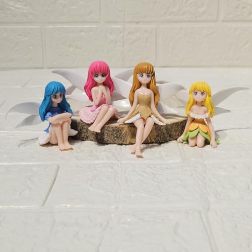 Image of Miniature Fairy Set of 4 for Garden Decor Dollhouse Accessories Home Decoration Cute PVC Angel Figurines for Mini Gardens Terrariums Bonsai DIY Crafts Gifting