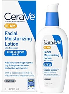 CeraVe AM Facial Moisturizing Lotion SPF 30 | Oil-Free Face Moisturizer with Sunscreen | Non-Comedogenic | 3 Ounce