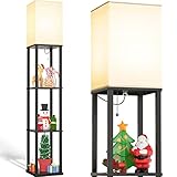 addlon LED Modern Shelf Floor Lamp with White Lamp Shade and LED Bulb - Display Floor Lamps with...