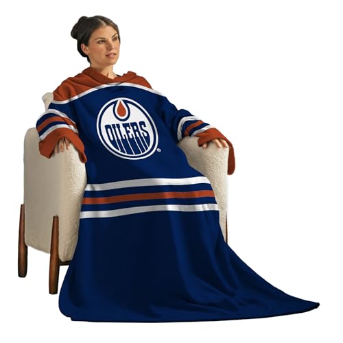 Snuggie Edmonton Oilers The Original Wearable Blanket with Sleeves | Super Soft Fleece | As Seen on TV | Officially Licensed NHL Gear