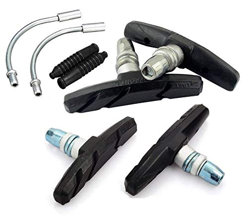 Bike Brake Pads Brake Kit Brake Shoes Pads Cable Guide Protector 8 in One 70mm Bicycle V-Brake Pad Set Work for All Shimano Sram MTB V-Brake System 2pairs(4 Pieces) (Black)