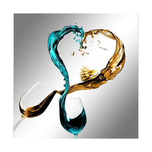 Toile moderne en verre de vin rouge 60x60cm, affiche murale décoration nordique