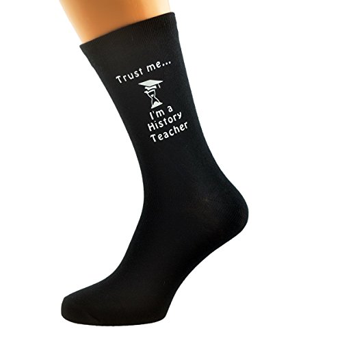 Trust me I'm a History Teacher & Image Design Mens Black Cotton Rich Socks