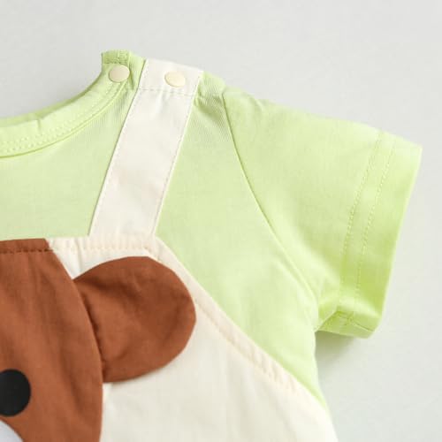 Image of Hopscotch Baby Unisex Animal Print Short Sleeves Cream Rompers
