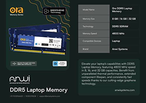 Image of DDR5 8GB Laptop RAM, 4800 MHz Laptop Memory, Anwi ORA