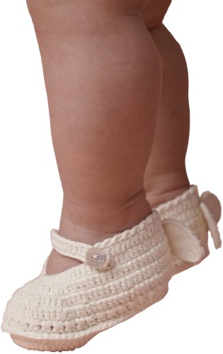 Mud Pie Girls Newborn Knit Wing Baby Booties, Off-White, 0-6 Months