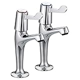 Bristan VAL HNK C CD Value Lever High Neck Pillar Kitchen Sink Taps with 3" (76mm) Levers, Chrome