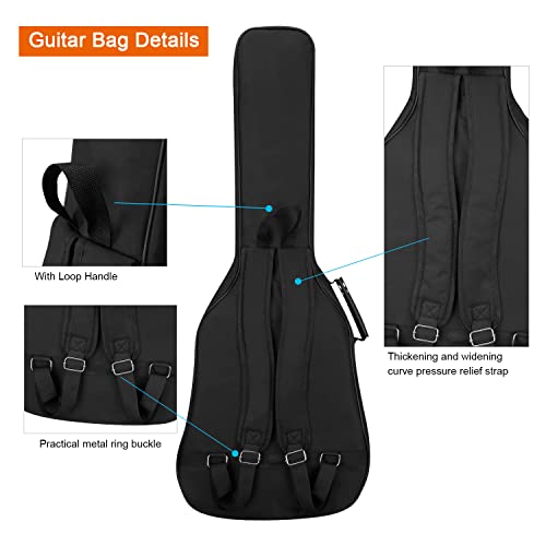 diboer 41 Inch Acoustic guitar Bag 0.35 Inch Thick Padding Water Resistent Dual Adjustable Shoulder Strap Case,40 Inch Guitar gig Bag with Back Hanger Loop case