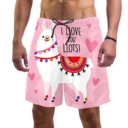 Short de plage à séchage rapide pour homme imprimé animal alpaga