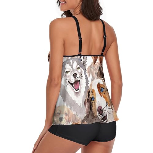 Robe de Plage Tankini Chien Ensemble Bikini Short et Maillot de Bain - 3