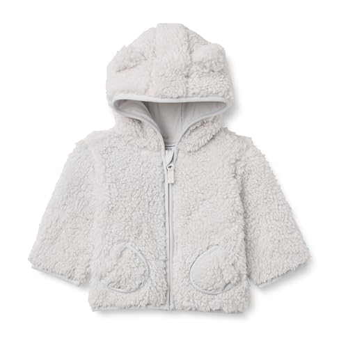 Amazon Essentials Unisex Babies Hooded Sherpa Jacket Dove Grey 12 Months