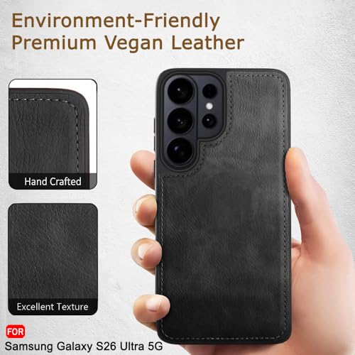 Image of TheGiftKart for Samsung S26 Ultra Case, Leather Finish Back Cover, Shockproof Design, Raised Edges for Camera & Screen Protection, Stunning Minimalist Design Galaxy S26 Ultra Back Cover (Black)