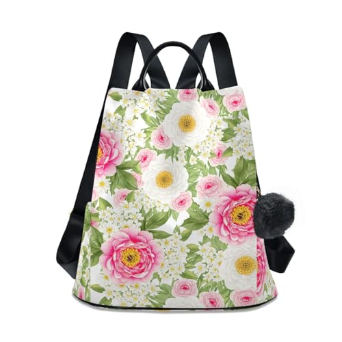 Sac à dos femme pivoines roses motif floral à fermeture dos