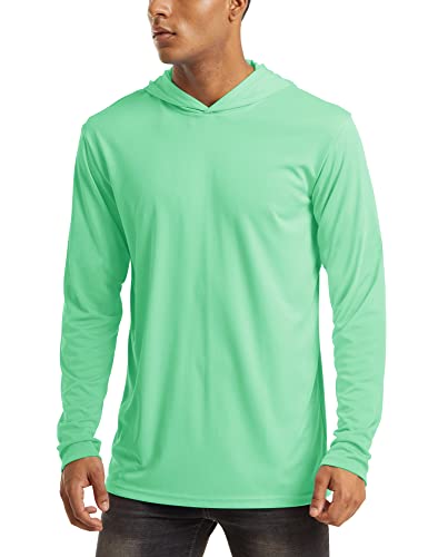 Mens Long Sleeve Hoodie - Uv Protected, Quick Dry, Lightweight, Athletic T-Shirt For Fishing & Workout In Mint Green #TOP15