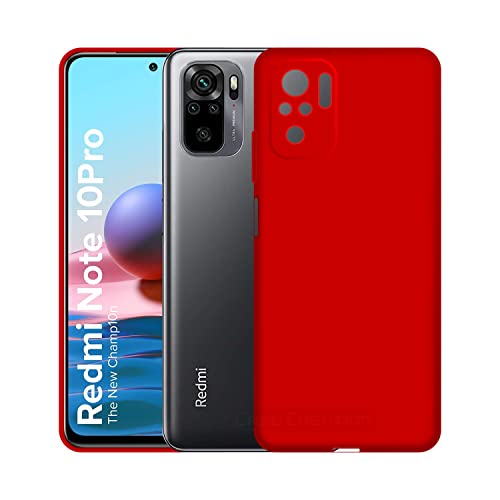Image of Case Creation Liquid TPU Silicone Cover for Redmi Note 10 Pro Max Soft Case,Anti-Dirty Slim Case Matte Candy TPU Raised Bezel (Splash of Color) Back Case Cover for Redmi Note 10 Pro Max - Glamour Red