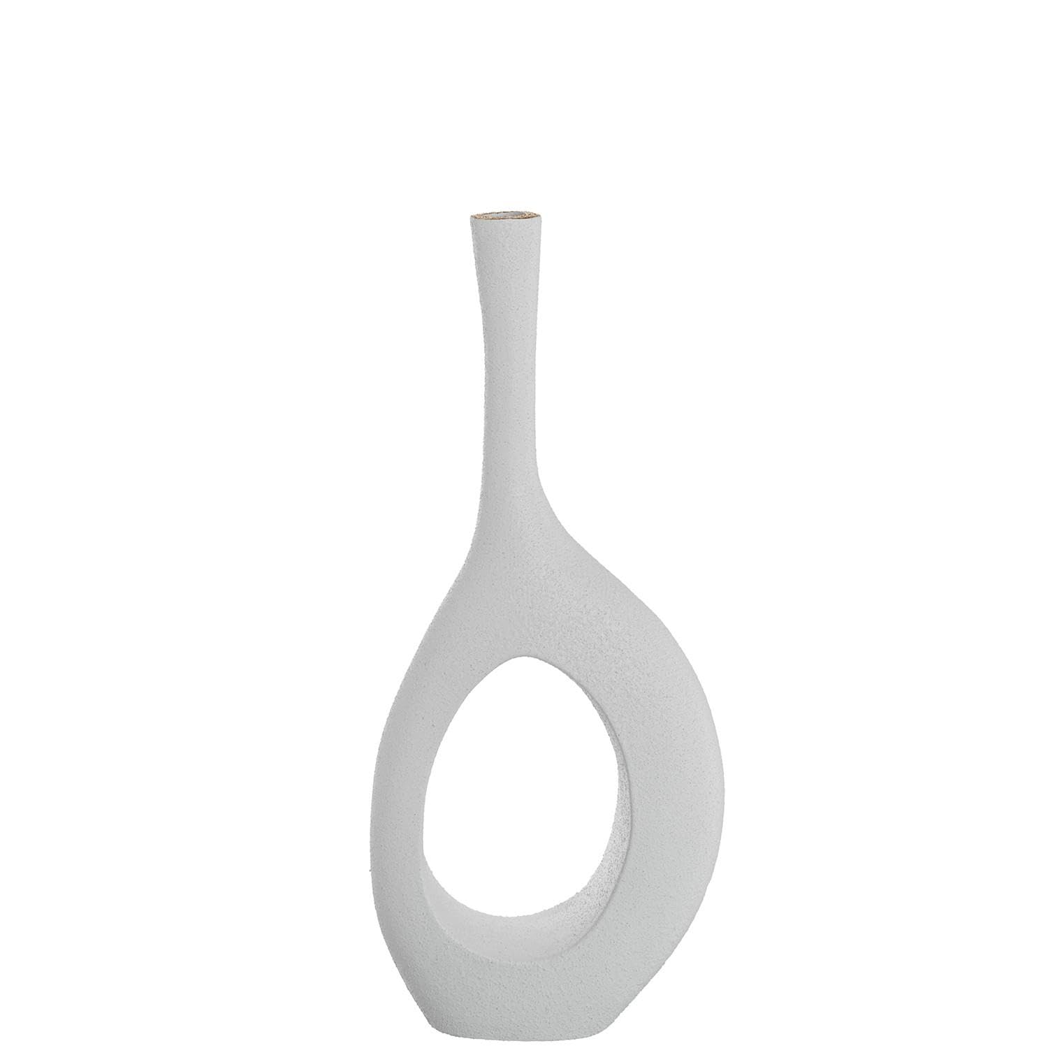 Jarron de Suelo de Ceramica Arco en Blanco y Dorado Arena 25x9x60 cm