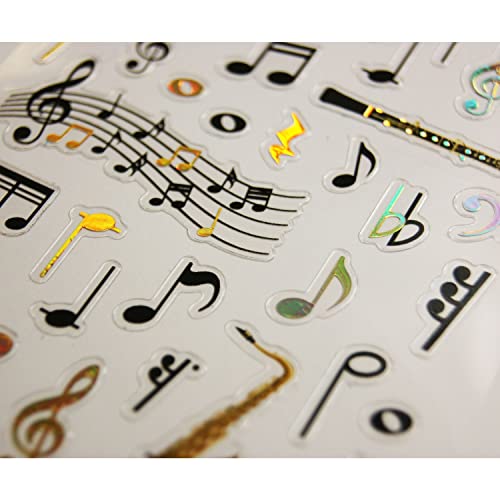 Global Gift Stickers Notes et Instruments de Musique - Dorures - 1,8 cm