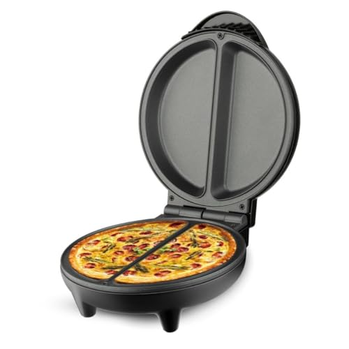 Máquina for hacer tortillas eléctrica de doble zona, máquina de desayuno compacta for 2 tortillas simultáneamente, mango frío al tacto for el hogar, el dormitorio y los viajes