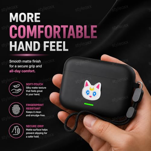 Image of Anvique Silicone Case Cover for Realme Buds T500 Pro, Shockproof Protective Earbuds Cover with Keychain Hook, Anti-Scratch Soft Silicone Skin, Full Body Protection Case (CuteCat Lanyard)