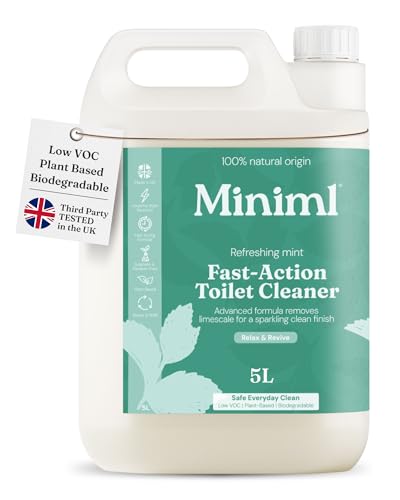 Miniml Eco Toilet Cleaner Spearmint & Peppermint 5L Refill - All Natural Limescale Remover Descaler and Heavy Duty Refill Rim & Bowl Cleaning Liquid Antibacterial Bleach - 100% Vegan & Cruelty Free