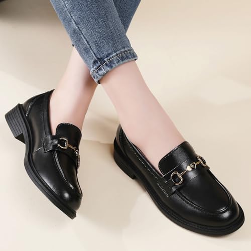 Loafers for Women Black Leather Penny Loafer Comfortable Dressy Work Shoes by QJN - Used condition - Image 4