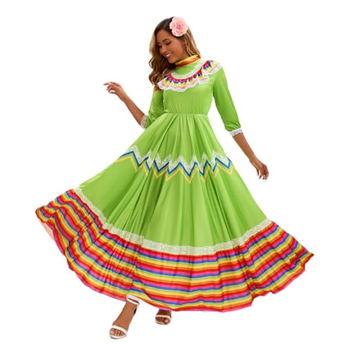 Vestido largo mexicano para fiestas temáticas y folklore