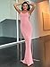 Volemo Womens Summer Backless Bodycon Dress Halter Cowl Neck Slip Spaghetti Strap Sexy Cocktail Party Maxi Dresses Light Pink XS