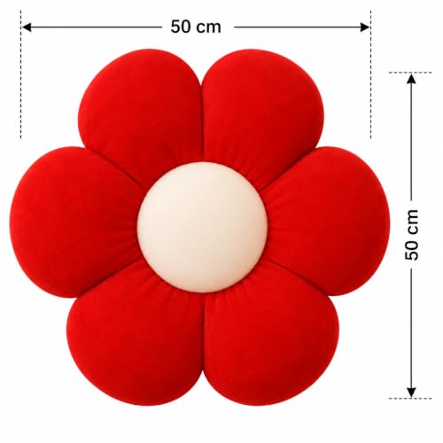 Image of AVSHUB Sunflower Pattern 6 Kali Cute Preppy Decorative Throw Pillow|Floor Cushion with Fibre Filling for Aesthetic Decoration (Red, 50CM)