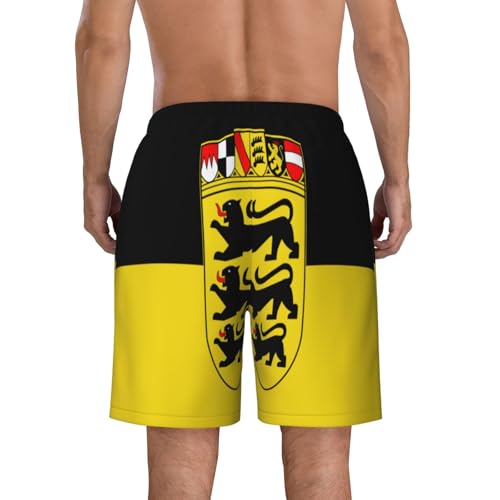 Flag of The State of Baden-Württemberg Men Beach Pants â€“ Swim Trunks for Men,Quick-Dry and Comfortable, Suitable for Beach, Surf, and Everyday Wear Black4
