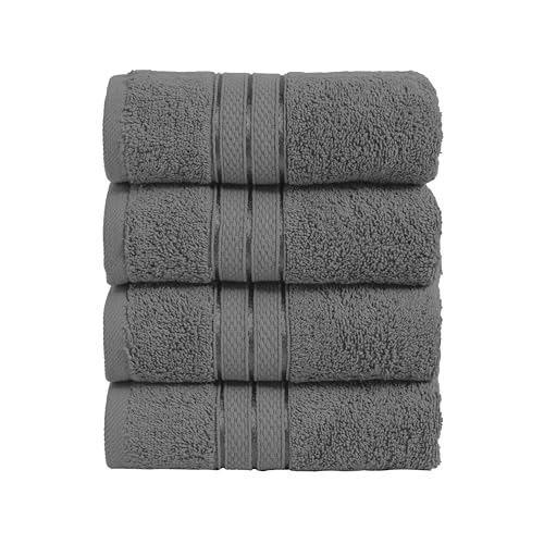 Image of Elegant Comfort Three Line Popcorn Towel Set for Bathroom 16 x 28 inches, Premium Hotel Quality 4-PACK Hand Towels, 100% Turkish Cotton, Soft and Durable, Quick Dry and Highly Absorbent, Charcoal Gray