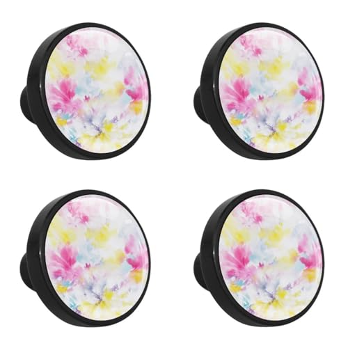 NUEAHEDN 4 Pieces Dresser Knobs for Drawer Aesthetic Tie Dyeing Kitchen Cabinet Knobs Round Door Pull Handle for Home Nursery Furniture Cupboard