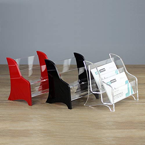 Enyuwlcm Acrylic 2 Tier Business Card Holder Display for Desk Elegant Business Card Stand for Office Counter Clear - Thumbnail 6