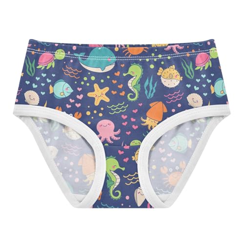 Little Girl Underwear Toddler Panties Kids Undies Sea Fish Cartoon Soft Cotton Briefs 2T-8Y