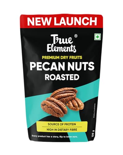 Image of True Elements Roasted Pecan Nuts 120g - Crunchy Nuts | Healthy Snack | Rich in Protein and Fibre | Premium Dry Fruits | Roasted Nuts