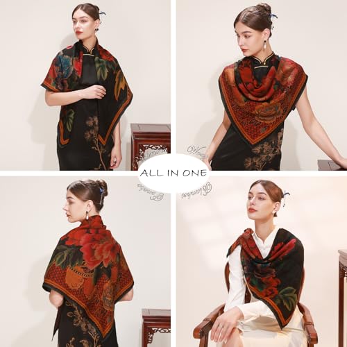 DANA XU Fragrant Cloud Yarn Silk Scarf 42 * 42 inches Large Square Lightweight Shawl & Wraps For Women3