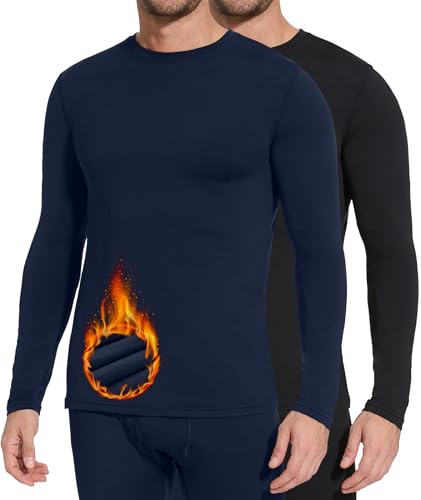 BESTENA Men's Long Sleeve Thermal Underwear Fleece Lined Base Layer Cold Weather Tops Long John Shirts for Men