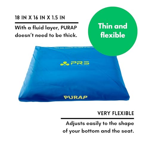 PURAP Wheelchair Cushion for Bedsore Prevention and Healing - Patented Liquid + Air + Foam Layers – 18 x 20 x 1.5 inches - Blue